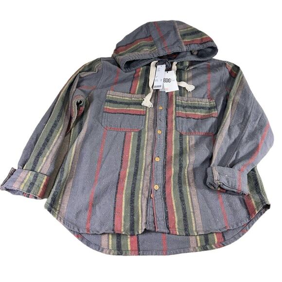 BDG Urban Outfitters Mens Shirt Blanket Jacket Sz M Heavy Flannel Hooded Shacket - Picture 10 of 10